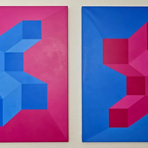 Obra abstracta geometrica Deep & High Emotions de Paco Cremades, 2009, acrílico sobre lienzo 2 x 100x100 cm.