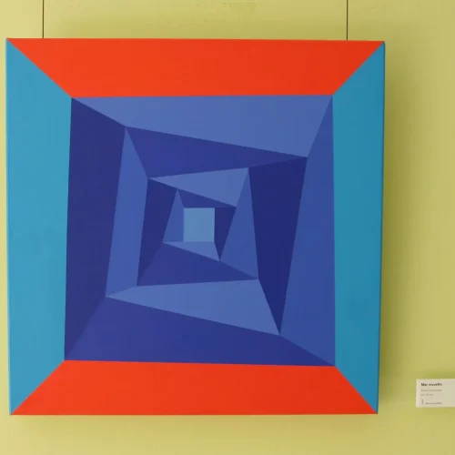 Obra abstracta geométrica Mar revuelto de Paco Cremades, 2004, acrílico sobre lienzo 60x60 cm.