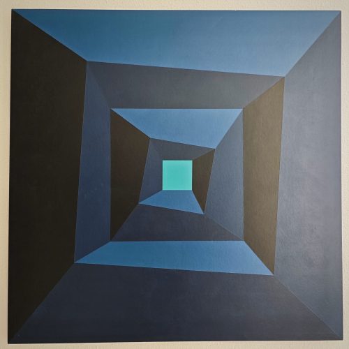 Obra abstracta geométrica Montañas de Mar de Paco Cremades, 2006, acrílico sobre lienzo 100x100 cm.
